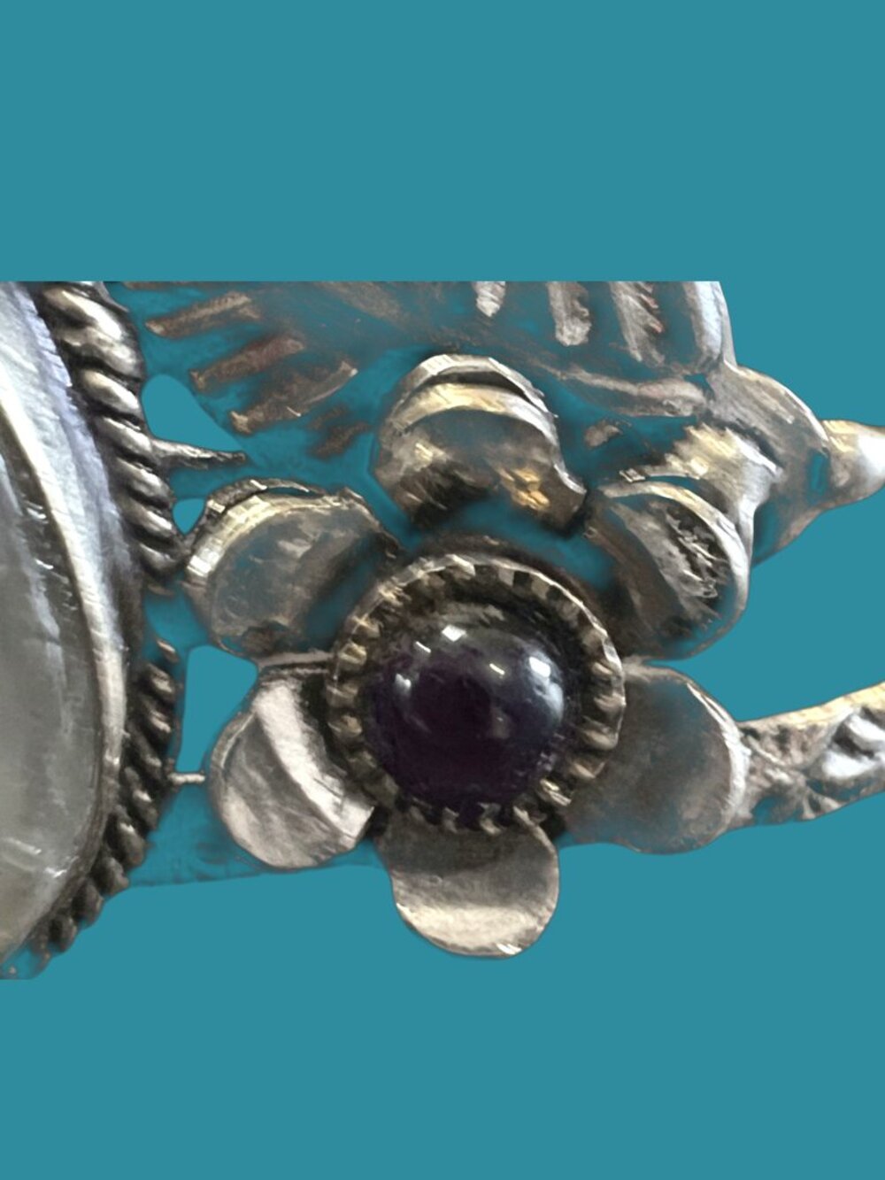 925 Sterling Silver Labradorite Bracelet, Secondary stones: Moonstone and Onyx - Picture 2 of 3